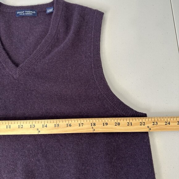 Grant Thomas Two Ply Cashmere Sweater Vest Size L Purple Vintage - Picture 5 of 8